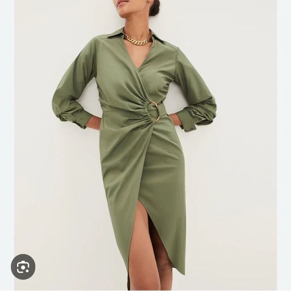 Veronica Beard Afton Dress Olive Green Wrap Dress